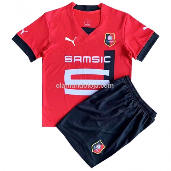 Camisola Stade Rennais Criança Equipamento Primeiro 2022-2023 Manga Corta
